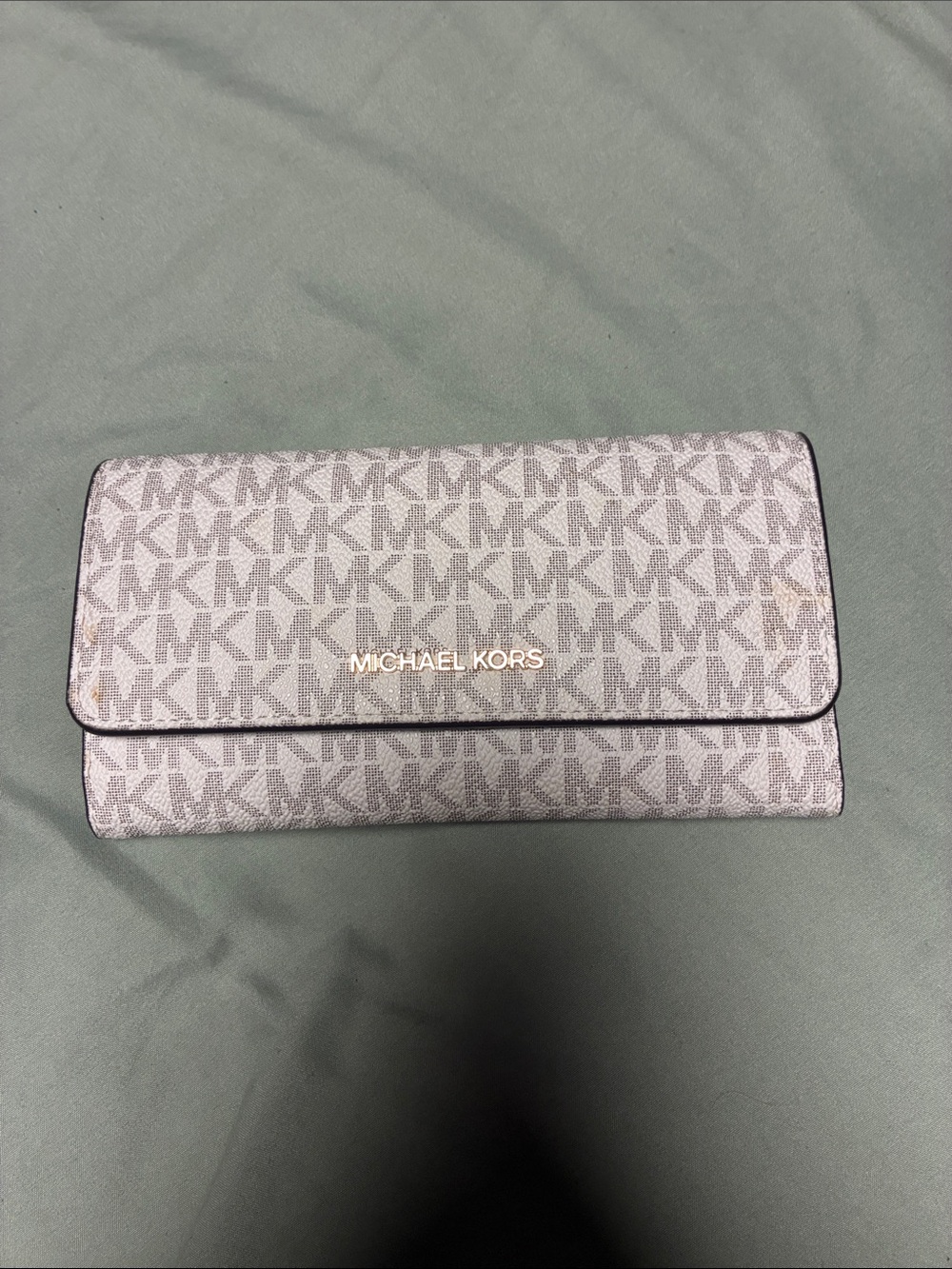 Michael Kors Gray Signature MK Continental Wallet with Gold Logo